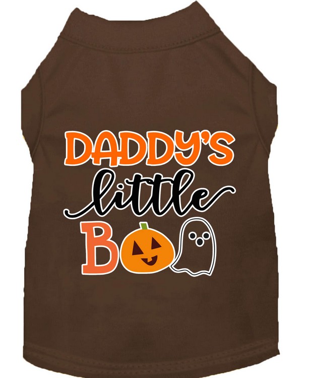 Daddy's Little Boo Screen Print Dog Shirt Brown XS